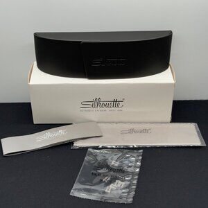 Silhouette Authentic Eyewear Glasses Case Flip Gray Cleaning Cloth Large New